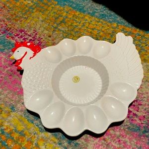 Vintage rooster deviled egg plate